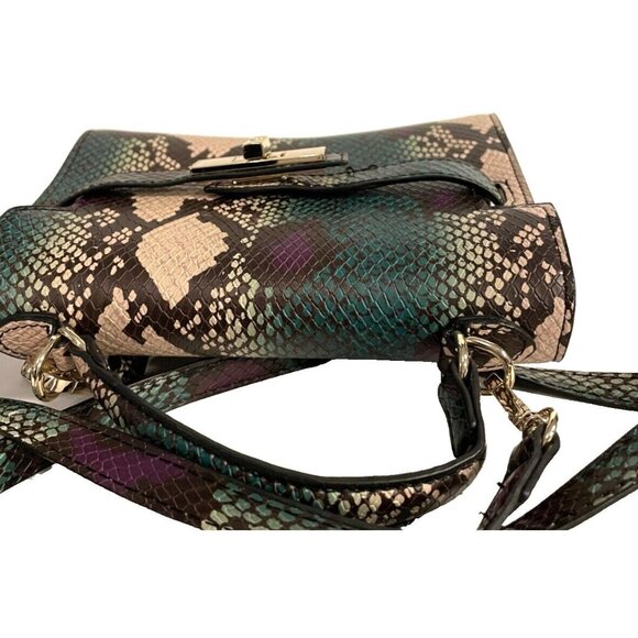 Steve Madden Purse Faux Snakeskin Python Reptile Croco Satchel Crossbody Bag - Picture 8 of 11